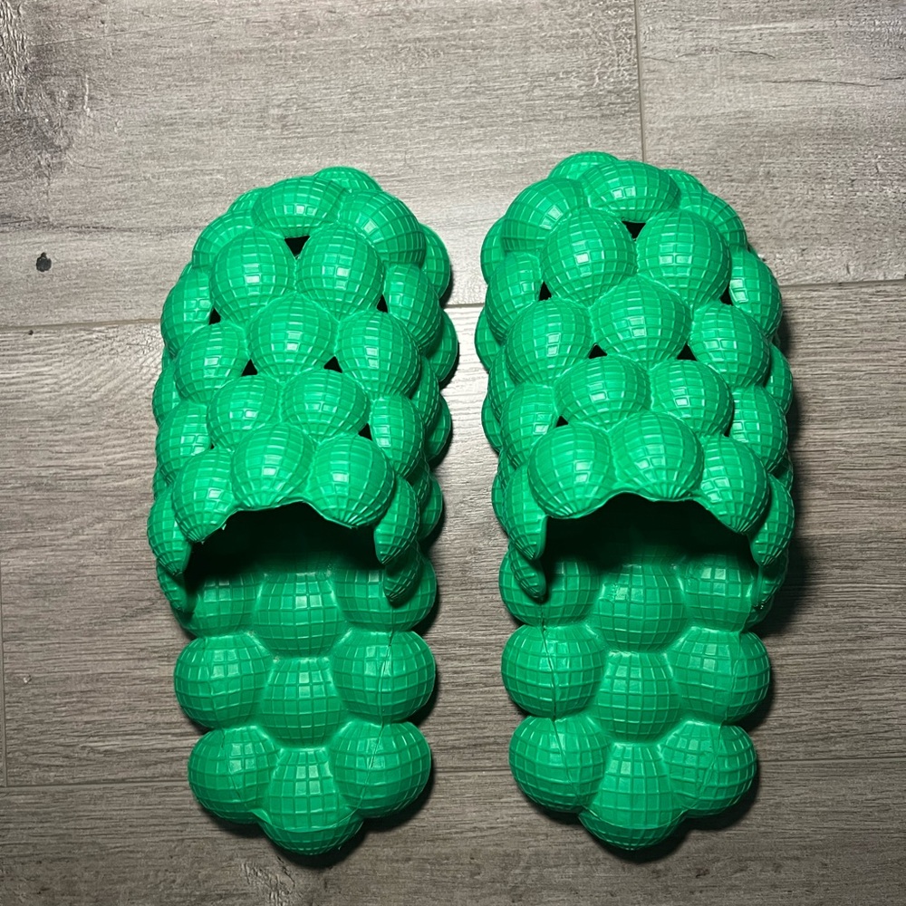 Green Bubble Slide Sandals